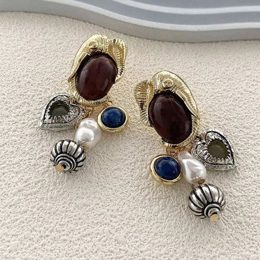 Zinc Alloy Heart Dangle Earrings - Trendsi - Flyclothing LLC