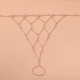 Elegant Gold Chain Hand Bracelet with Rhinestone Accents - Trendsi - Flyclothing LLC