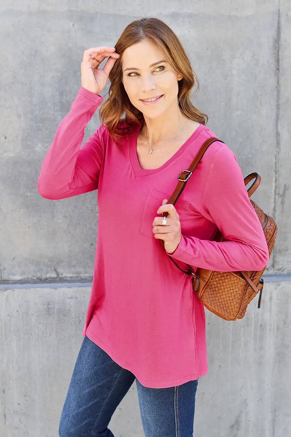 Basic Bae Full Size V-Neck Long Sleeve Top - ShopBasicbae - Flyclothing LLC