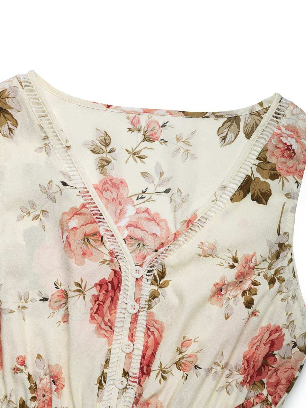 Printed Ruffled Hem V-Neck Sleeveless Dress - Trendsi - Flyclothing LLC