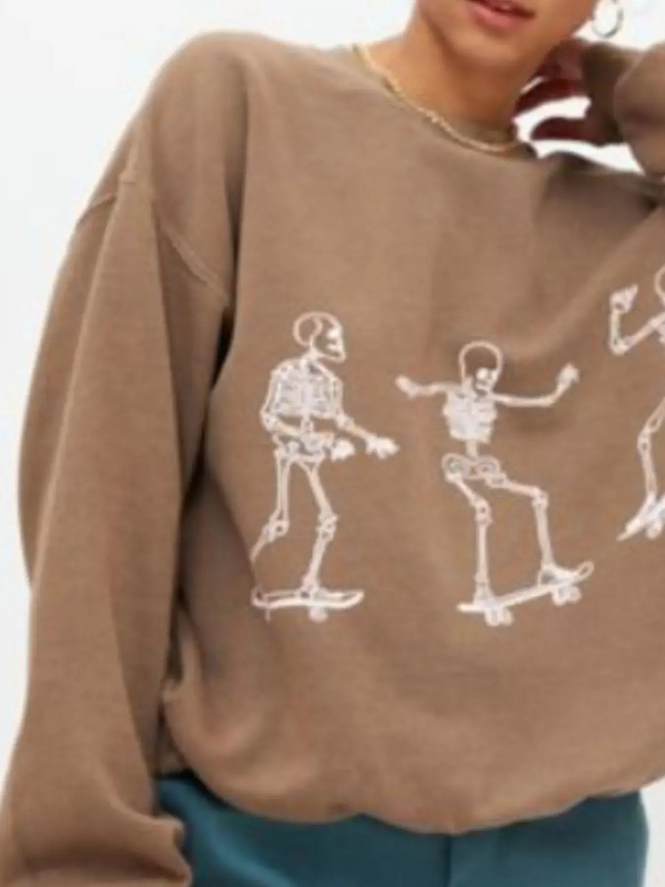Skeleton Graphic Oversized Sweatshirt - Trendsi - Flyclothing LLC