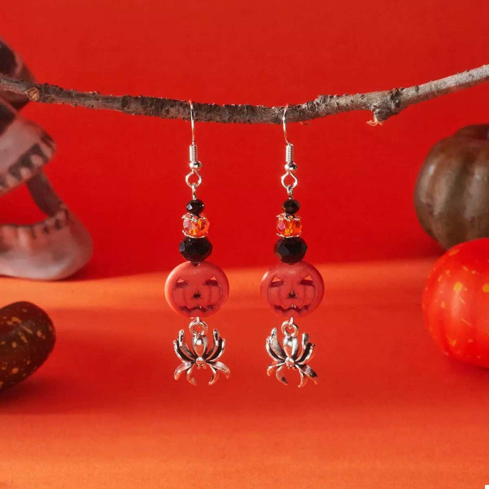 Halloween Spider Pumpkin Drop Earrings - Trendsi - Flyclothing LLC