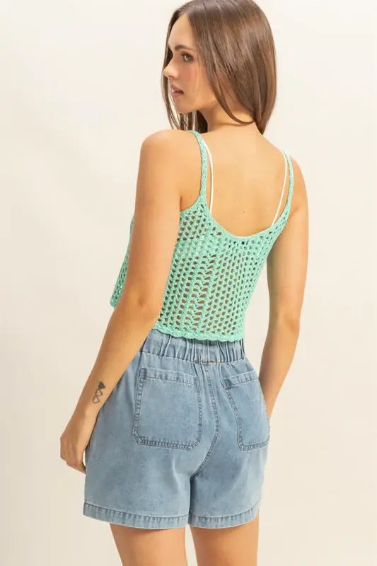 HYFVE Scoop Neck Cropped Crochet Cover Up Cami - Trendsi - Flyclothing LLC