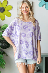 HOPELY Print Waffle Oversized T-Shirt - Trendsi