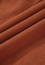 Corduroy Quarter Snap Three-Quarter Sleeve Dress - Trendsi - Flyclothing LLC