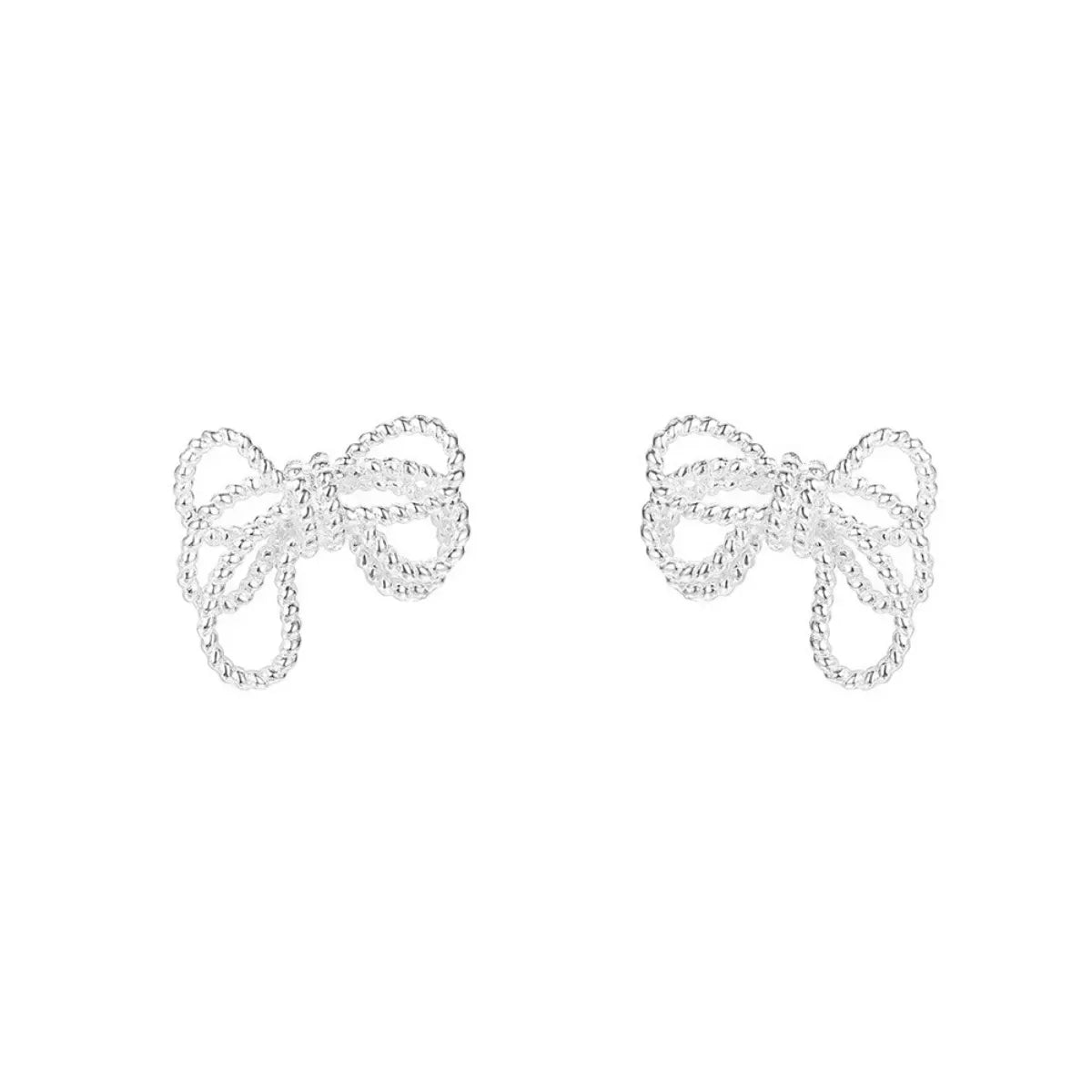 925 Sterling Silver Bow Knot Stud Earrings - Trendsi - Flyclothing LLC