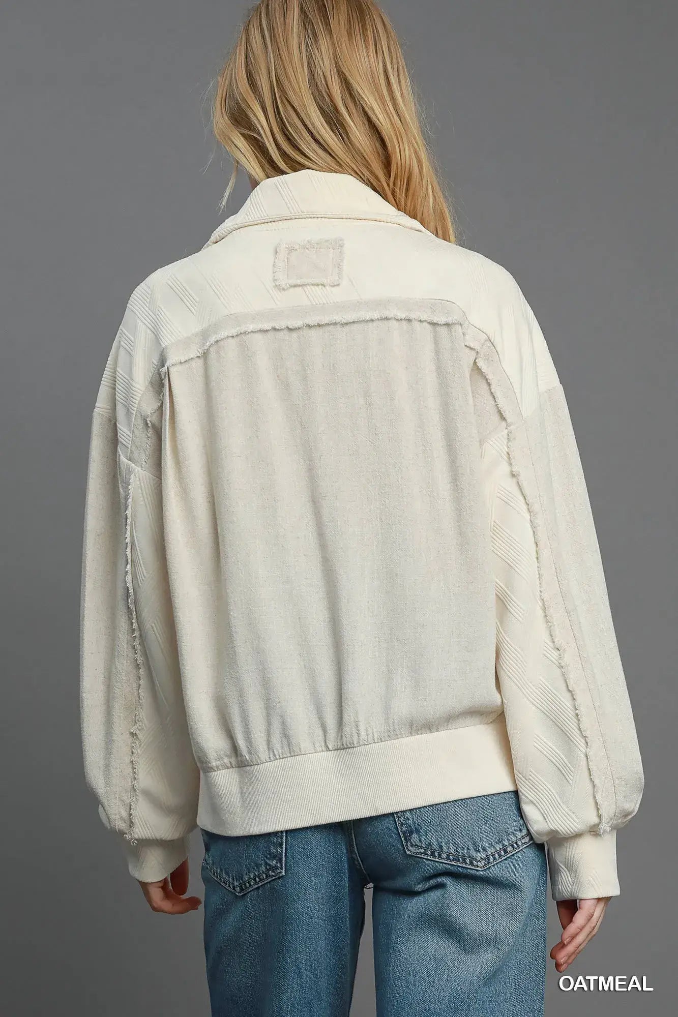 Umgee Two-Way Jacquard Zip-Up Jacket - Trendsi - Flyclothing LLC