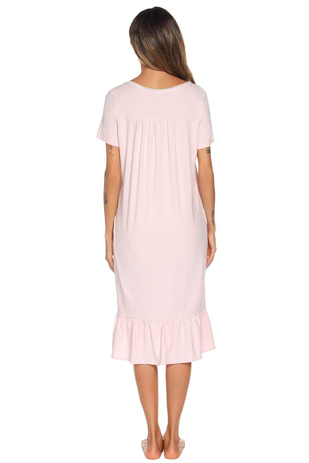 Lace Detail Square Neck Lounge Dress - Trendsi - Flyclothing LLC