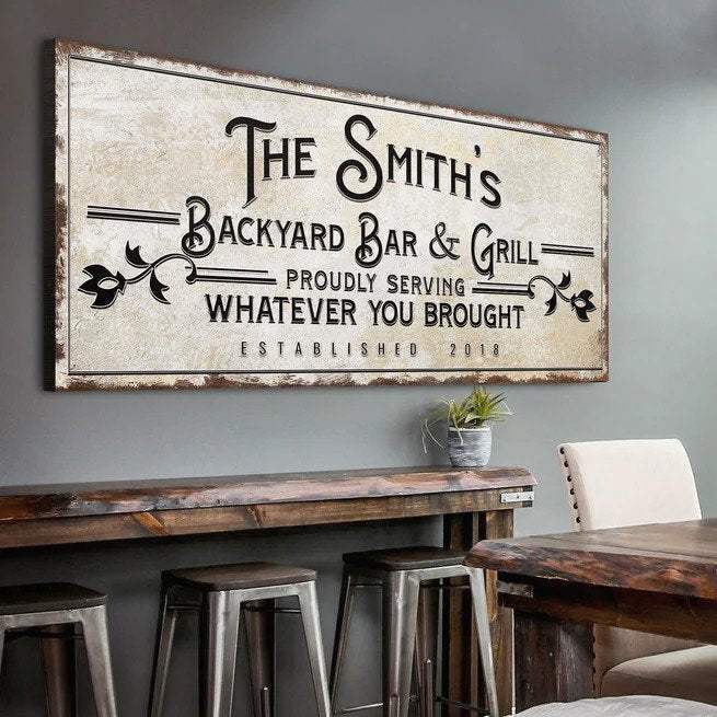 Backyard Bar & Grill Sign - Tailored Canvases - Flyclothing LLC