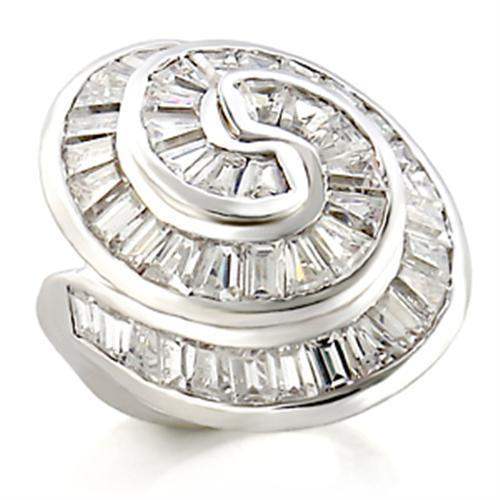 9W019 - Rhodium Brass Ring with AAA Grade CZ in Clear - Alamode - Flyclothing LLC