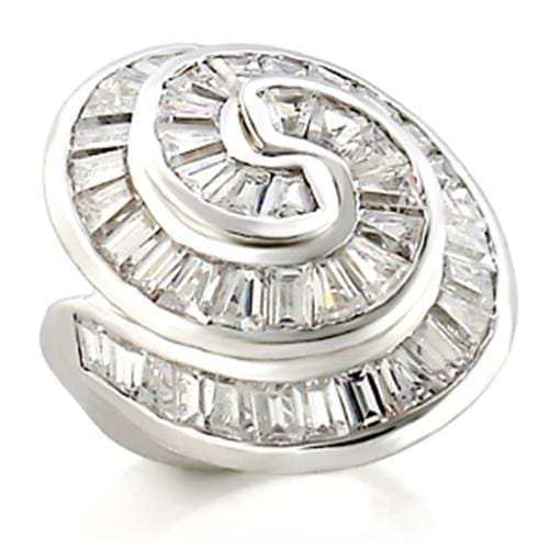 9W019 - Rhodium Brass Ring with AAA Grade CZ in Clear - Alamode - Flyclothing LLC
