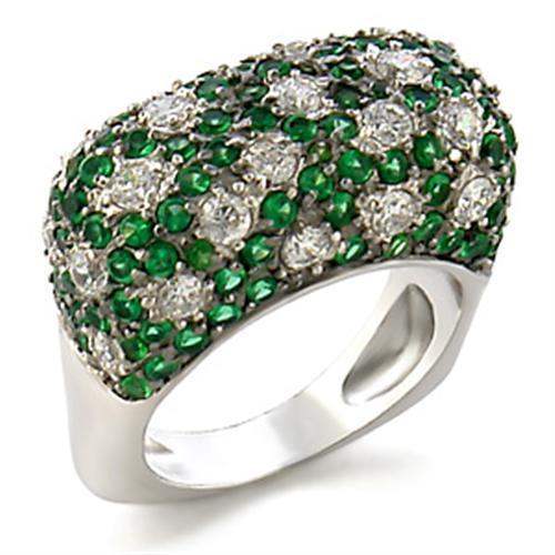 9W021 - Rhodium + Ruthenium Brass Ring with AAA Grade CZ in Clear - Alamode - Flyclothing LLC
