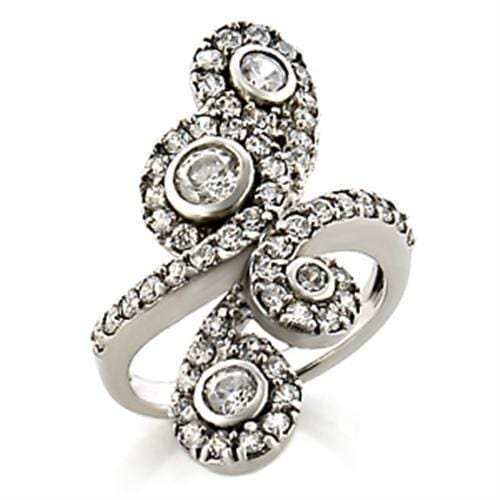 9W097 - Rhodium Brass Ring with AAA Grade CZ in Clear - Alamode - Flyclothing LLC