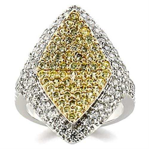 9W153 - Reverse Two-Tone Brass Ring with AAA Grade CZ in Clear - Alamode - Flyclothing LLC