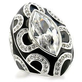 9W160 - Rhodium Brass Ring with AAA Grade CZ  in Clear - Alamode