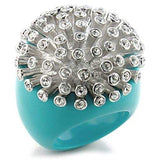 9W198 - Rhodium Brass Ring with Top Grade Crystal in Clear - Alamode - Flyclothing LLC