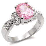 9X045 - High-Polished 925 Sterling Silver Ring with AAA Grade CZ  in Rose - Alamode