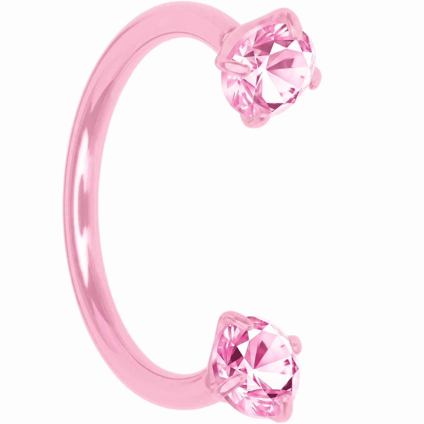 Pink Double Gem Horseshoe Nose Ring - Solid Titanium Anodized - BodyCandy - Flyclothing LLC
