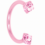Pink Double Gem Horseshoe Nose Ring - Solid Titanium Anodized - BodyCandy - Flyclothing LLC