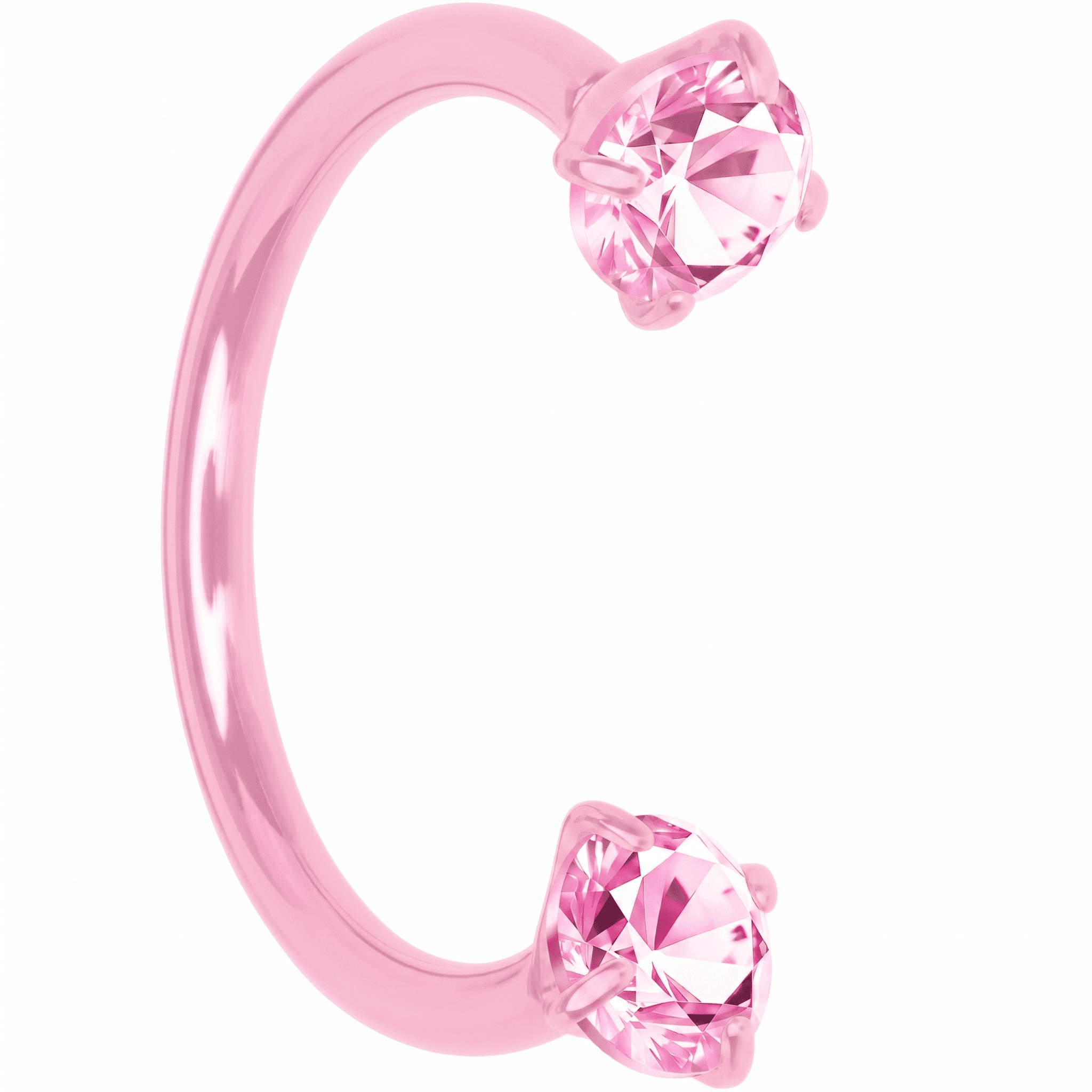 Pink Double Gem Horseshoe Nose Ring - Solid Titanium Anodized - BodyCandy - Flyclothing LLC