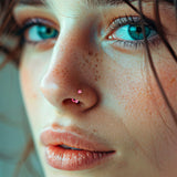 Pink Double Gem Horseshoe Nose Ring - Solid Titanium Anodized - BodyCandy - Flyclothing LLC