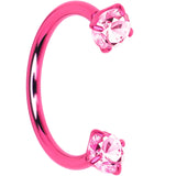 Pink Double Gem Horseshoe Nose Ring - Solid Titanium Anodized - BodyCandy - Flyclothing LLC