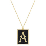 Gold Dipped Enamel Rectangle Monogram Pendant Necklace - Madeline Love - Flyclothing LLC