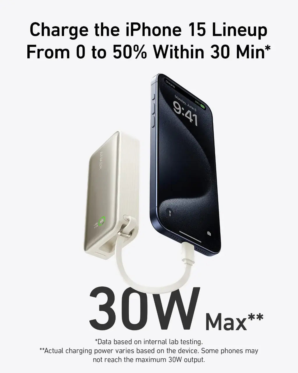 Anker Nano Power Bank (30W, Built-In USB-C Cable) - Anker - Flyclothing LLC