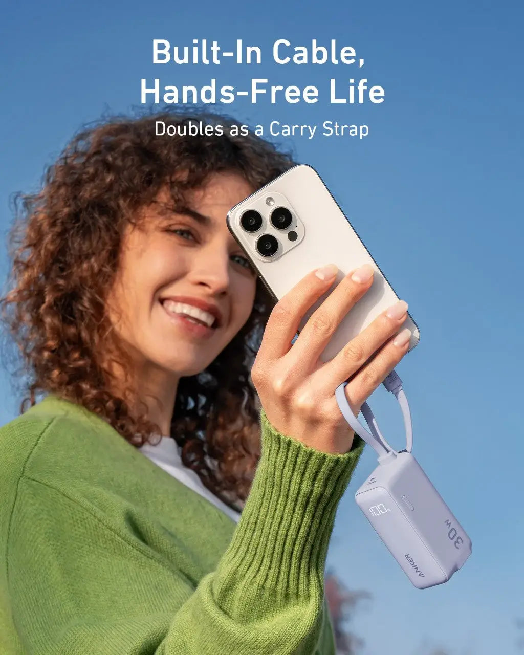 Anker Power Bank (30W, 5k, Fusion, Built-In USB-C Cable) - Anker - Flyclothing LLC