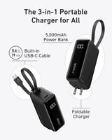 Anker Power Bank (30W, 5k, Fusion, Built-In USB-C Cable) - Anker - Flyclothing LLC