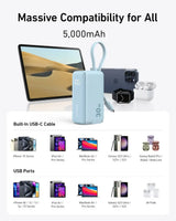 Anker Power Bank (30W, 5k, Fusion, Built-In USB-C Cable) - Anker - Flyclothing LLC