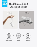 Anker Power Bank (10K, Fusion, Built-In Cable) - Anker - Flyclothing LLC