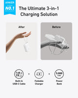 Anker Power Bank (30W, 5k, Fusion, Built-In USB-C Cable) - Anker - Flyclothing LLC