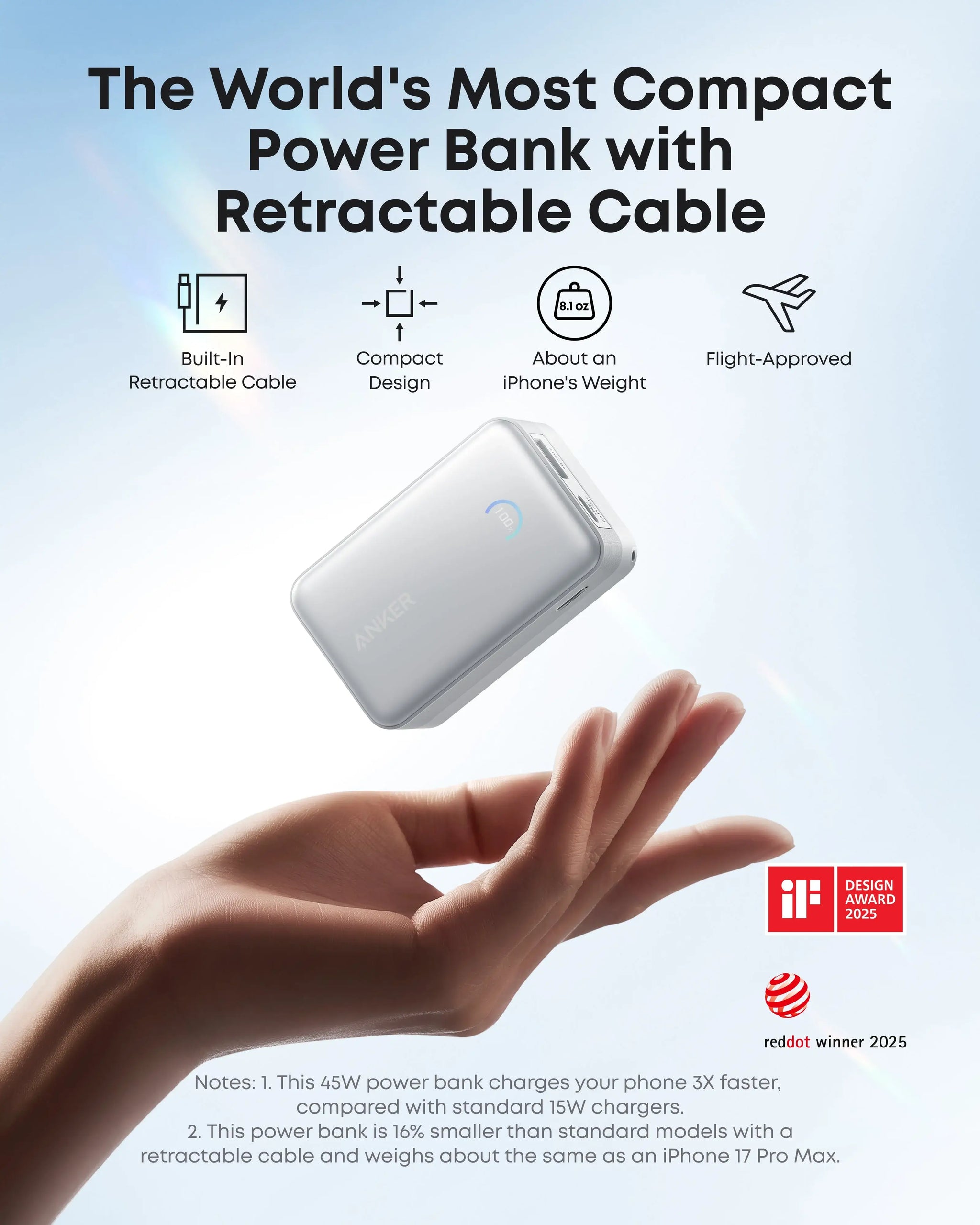 Anker Nano Power Bank (10K, 45W, Built-In Retractable USB-C Cable) - Anker - Flyclothing LLC