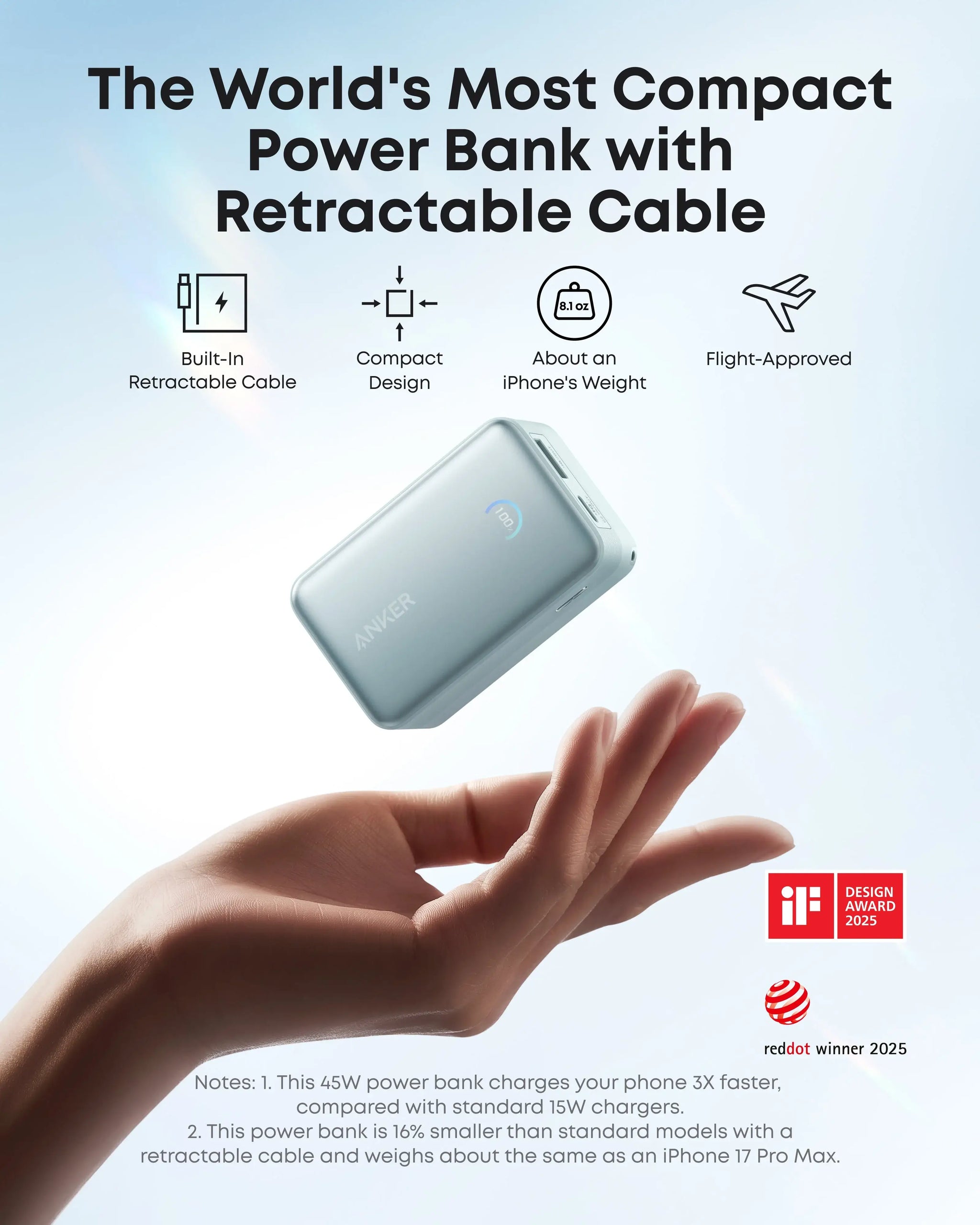 Anker Nano Power Bank (10K, 45W, Built-In Retractable USB-C Cable) - Anker - Flyclothing LLC