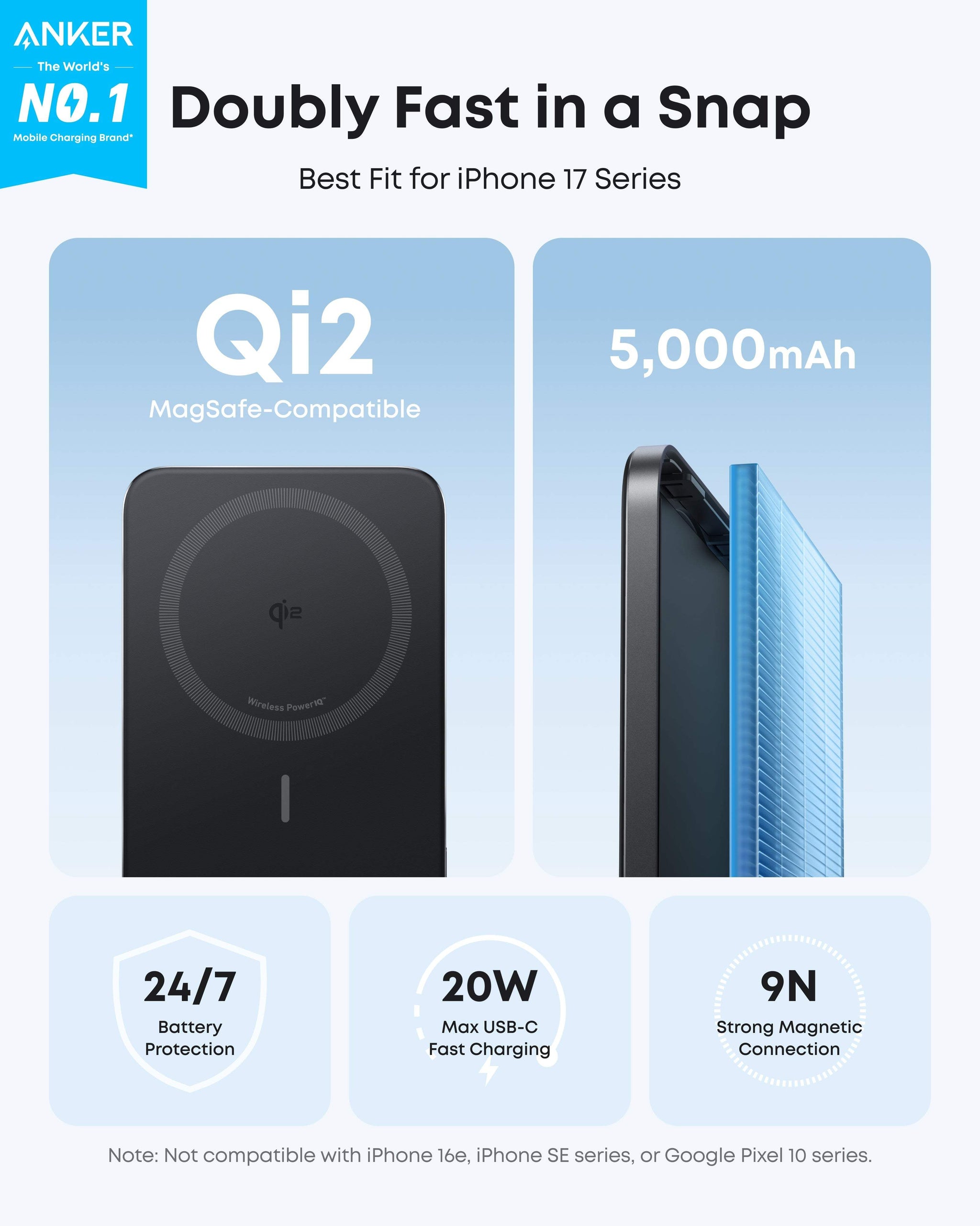 Anker Nano Power Bank (5K, MagGo, Slim) - Anker - Flyclothing LLC