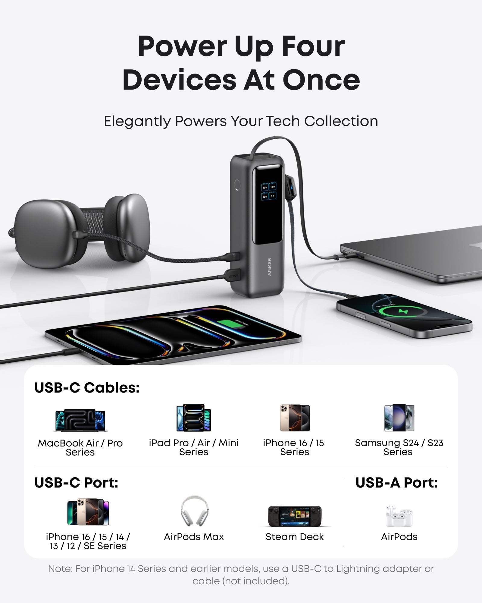 Anker Laptop Power Bank (25K, 165W, Built-In and Retractable Cables) - Anker - Flyclothing LLC