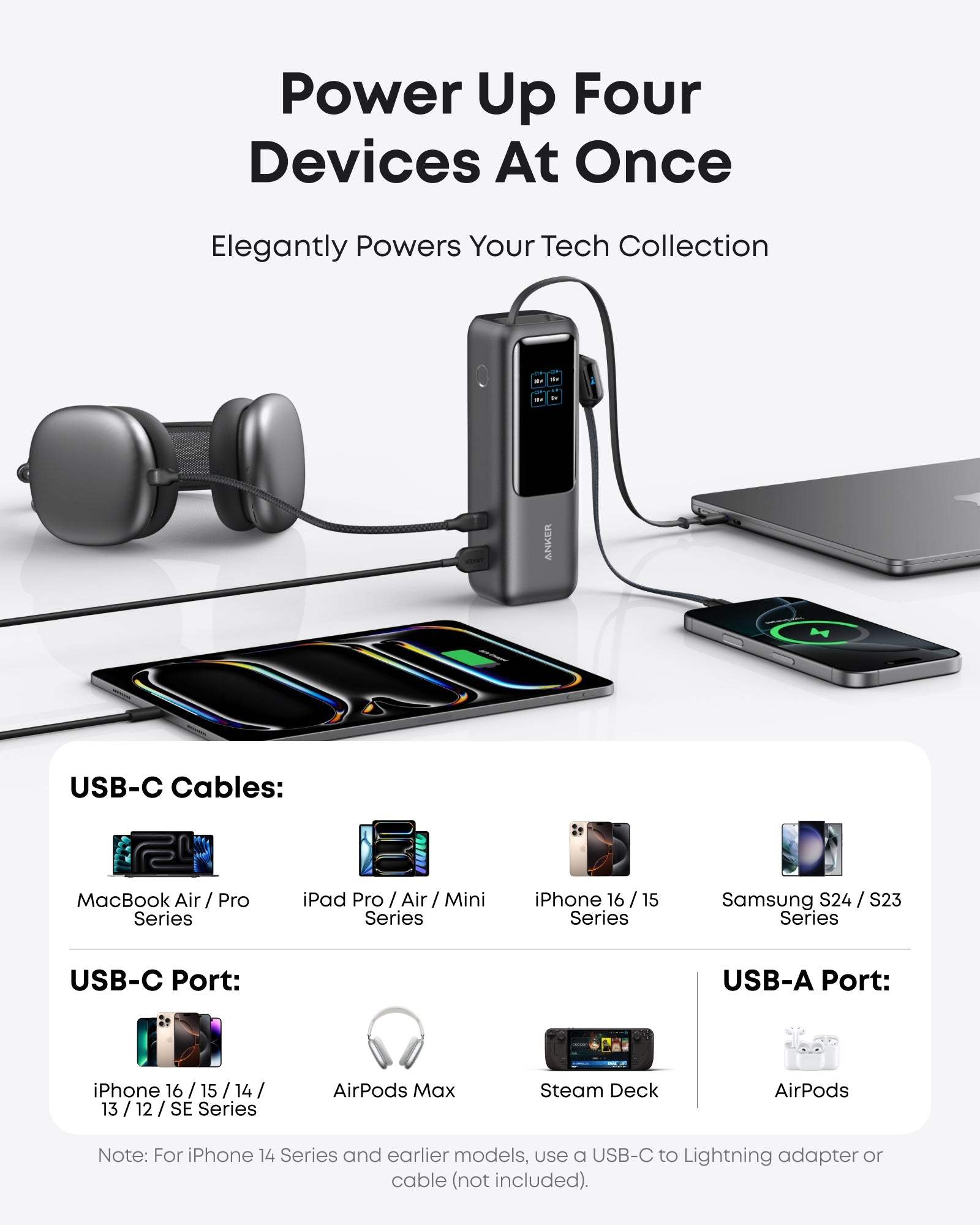 Anker Laptop Power Bank (25K, 165W, Built-In and Retractable Cables) - Anker - Flyclothing LLC