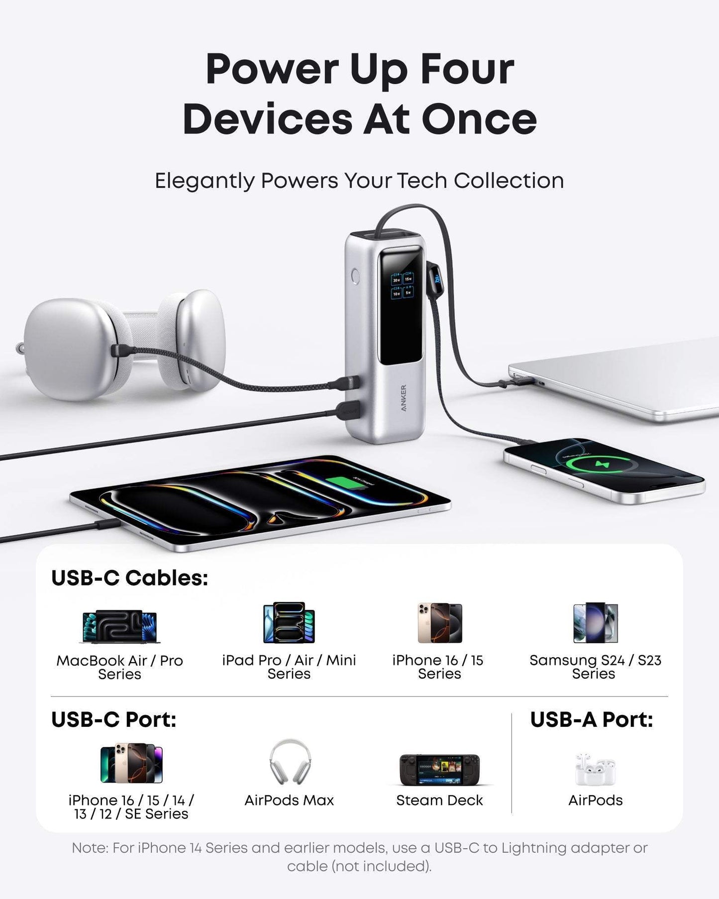 Anker Laptop Power Bank (25K, 165W, Built-In and Retractable Cables) - Anker - Flyclothing LLC