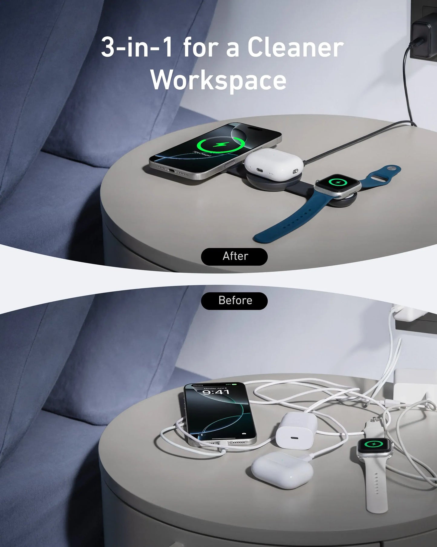 Anker MagGo Wireless Charging Station (3-in-1, Foldable Pad) - Anker - Flyclothing LLC