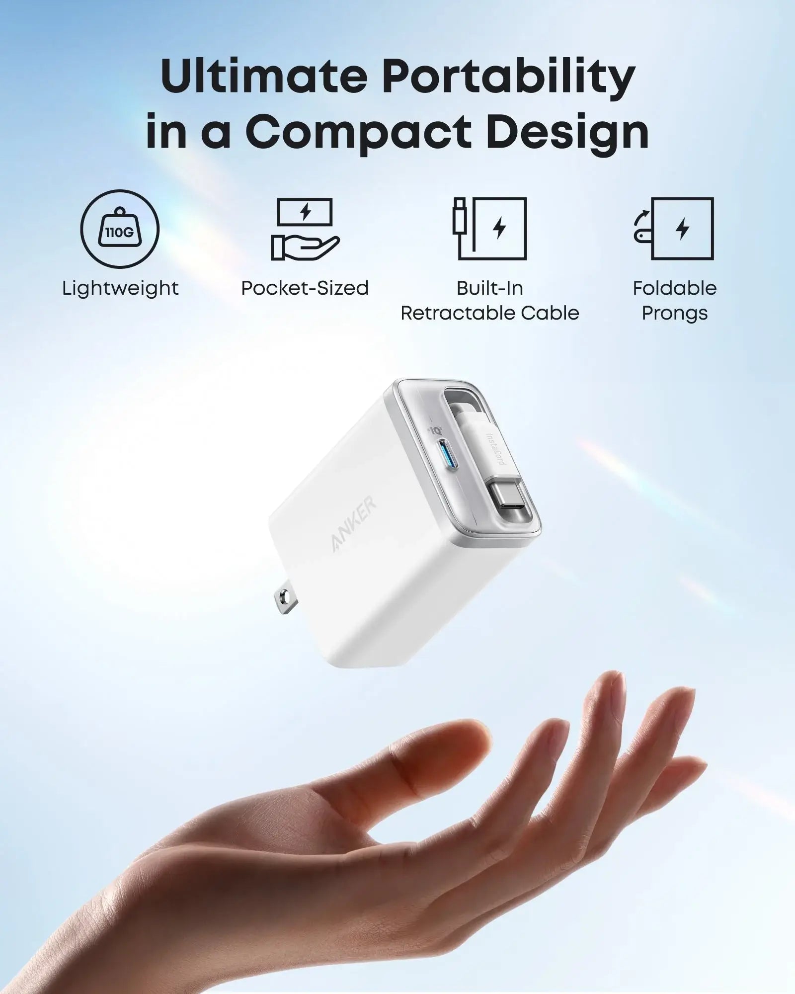 Anker Nano Charger (35W, Built-In Retractable USB-C Cable) - Anker - Flyclothing LLC
