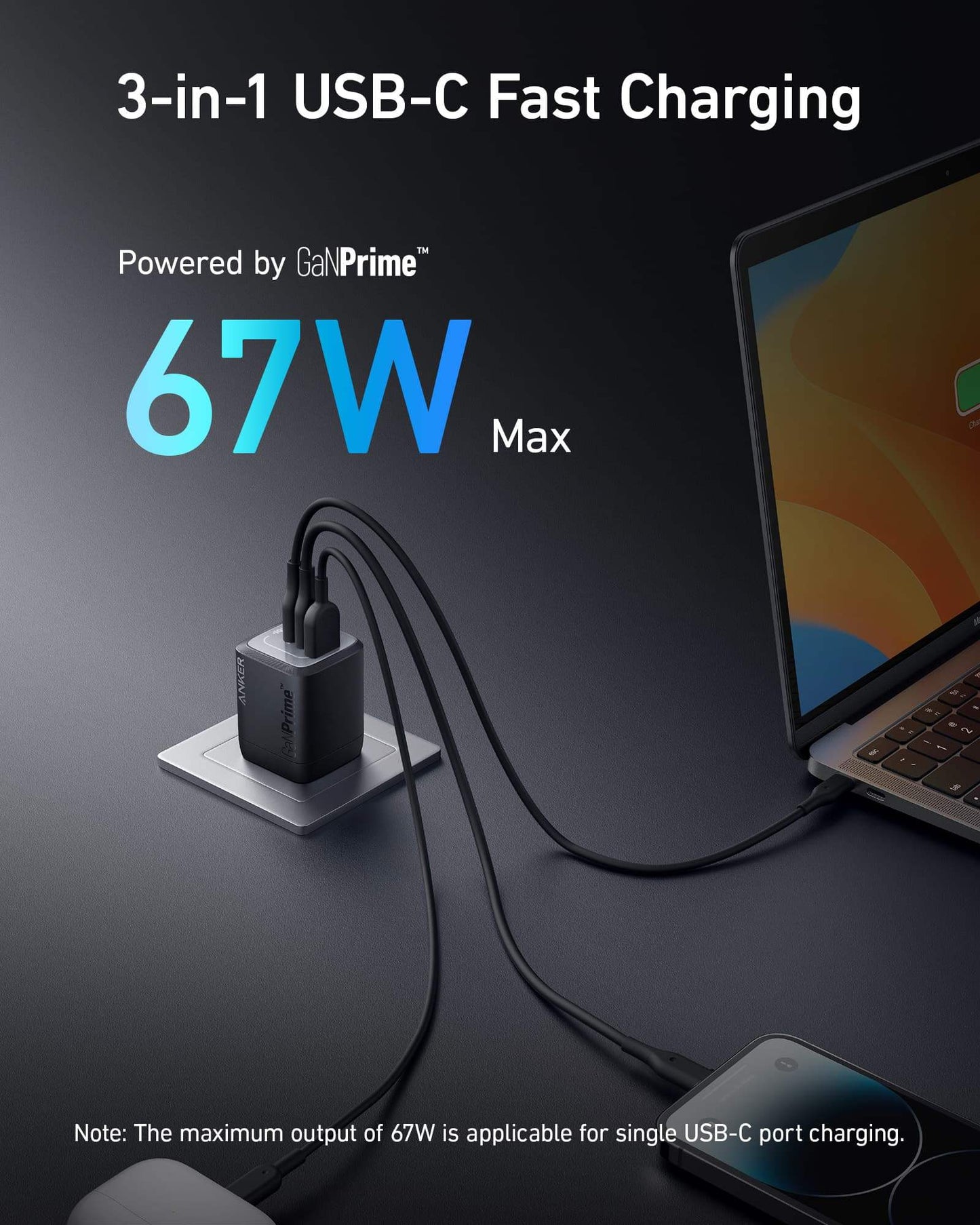 Anker Prime 67W GaN Wall Charger (3 Ports) - Anker - Flyclothing LLC