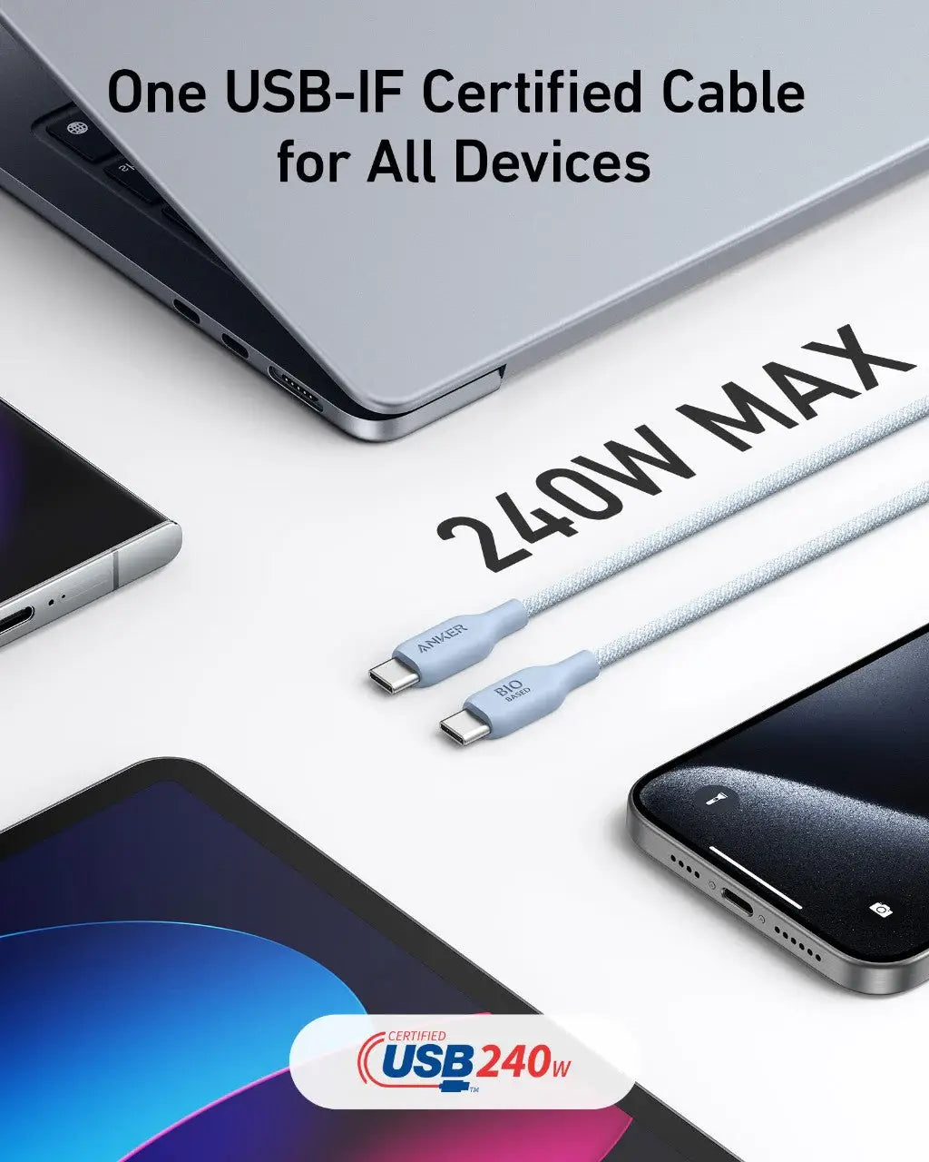 Anker <b>543</b> USB-C to USB-C Cable (Bio-Braided) - Anker - Flyclothing LLC