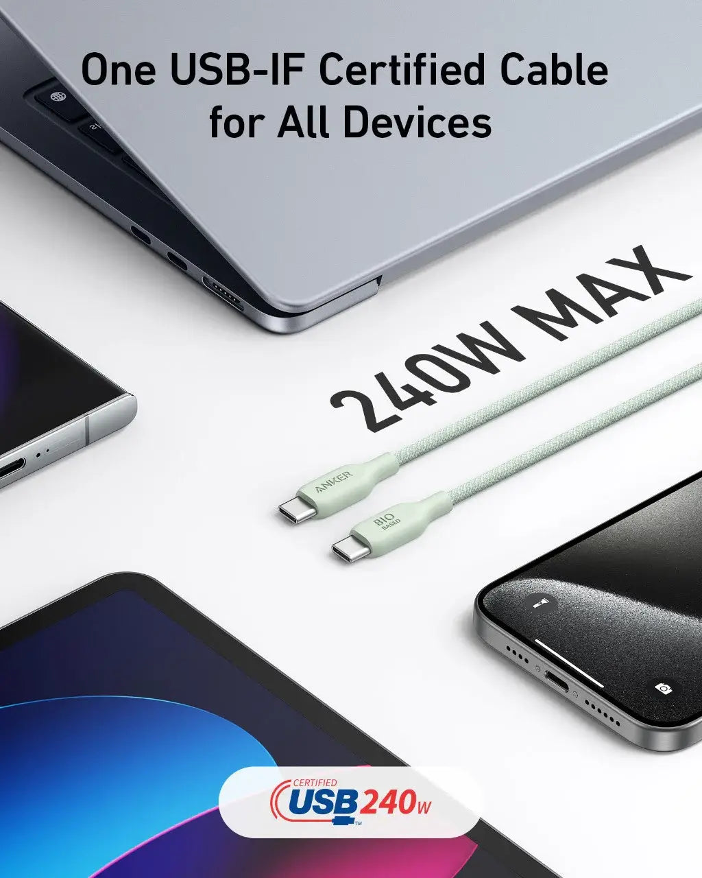 Anker <b>543</b> USB-C to USB-C Cable (Bio-Braided) - Anker - Flyclothing LLC