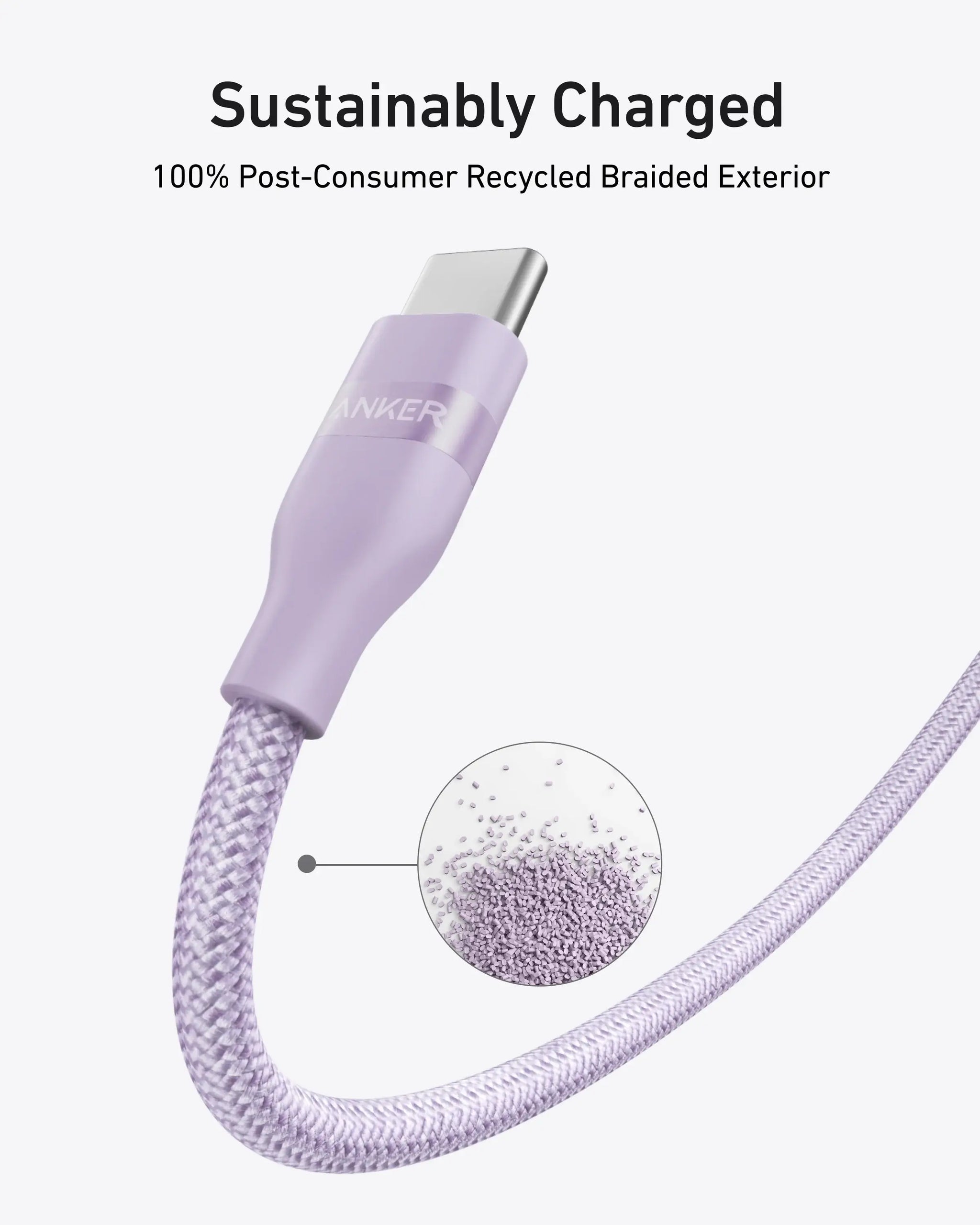 Anker USB-C to USB-C Cable (3 ft / 6 ft, 240W, Upcycled-Braided) - Anker - Flyclothing LLC