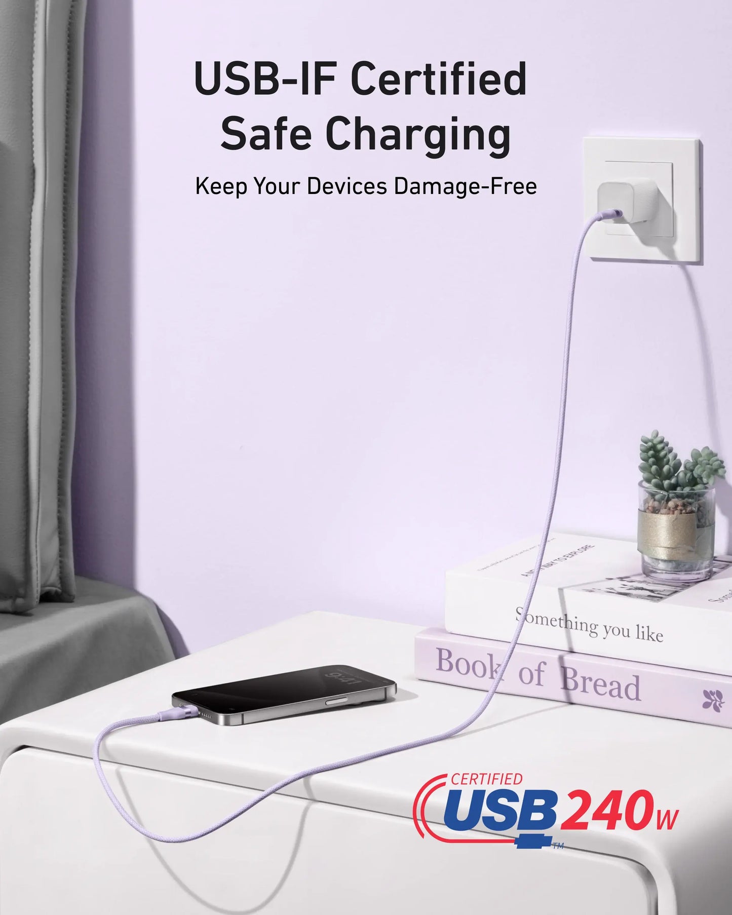 Anker USB-C to USB-C Cable (3 ft / 6 ft, 240W, Upcycled-Braided) - Anker - Flyclothing LLC