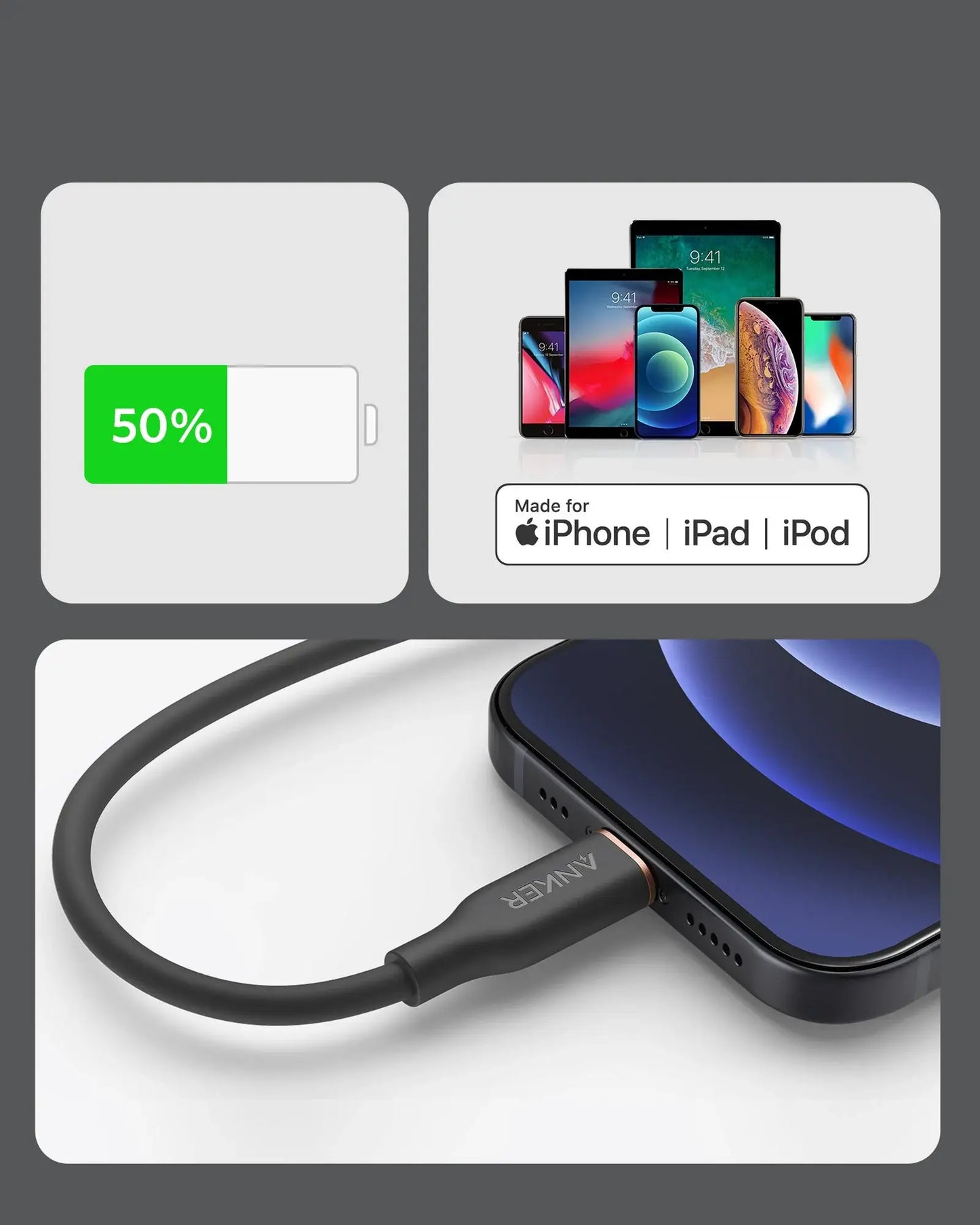 Anker <b>641</b> USB-C to Lightning Cable (Flow, 3 ft Silicone) - Anker - Flyclothing LLC