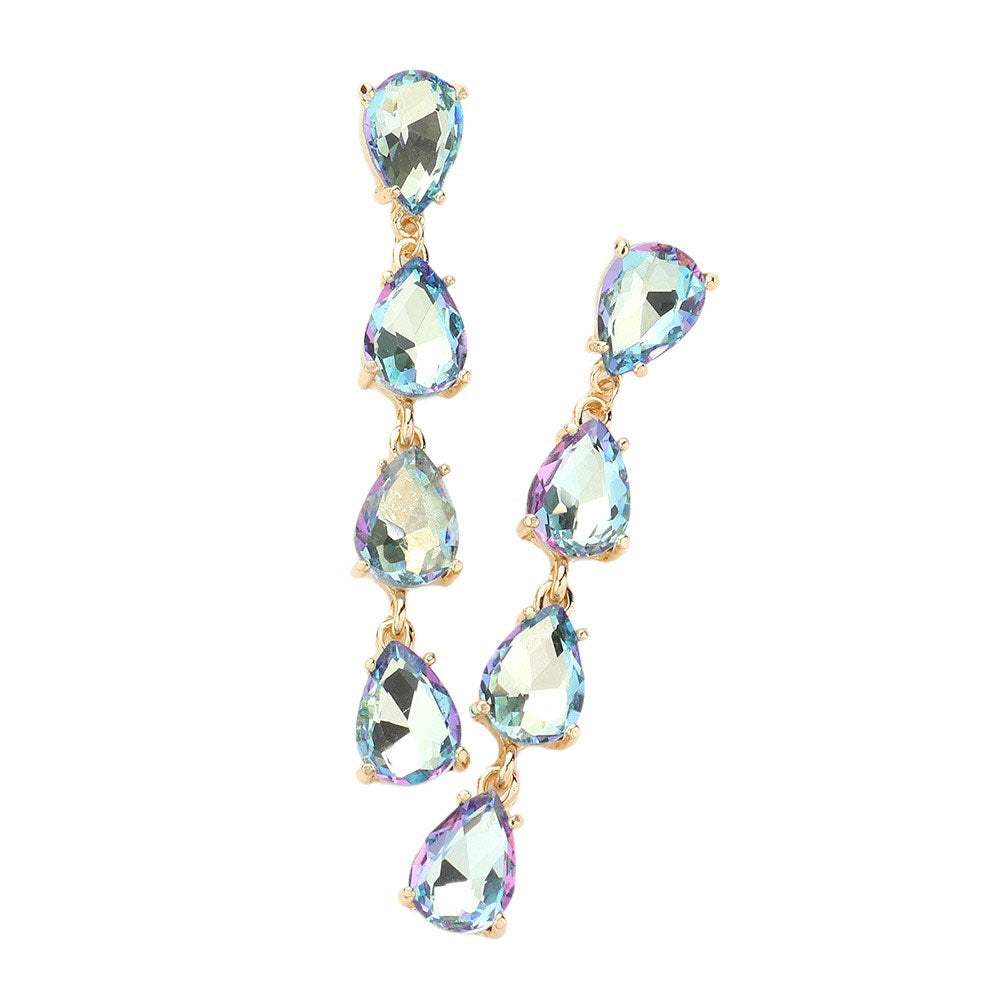 Teardrop Stone Link Dangle Evening Earrings - Madeline Love - Flyclothing LLC