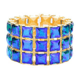 3Rows Square Stone Stretch Evening Bracelet - Madeline Love - Flyclothing LLC