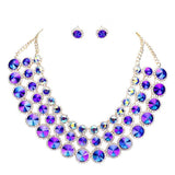 Crystal Pave Trim Round Evening Necklace Earring Set - Madeline Love - Flyclothing LLC